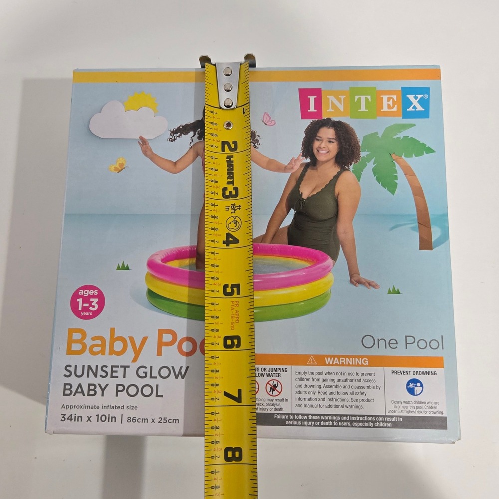 Intex Sunset Glow Baby Pool Inflatable Kids 1-3 Years 34 x 10in Pink Yellow - Picture 5 of 6